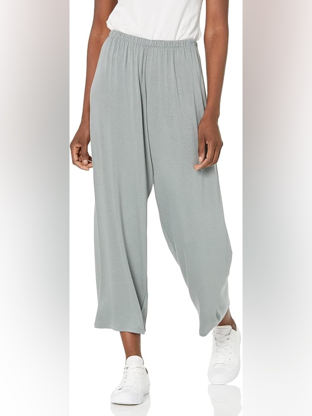VINCE Relaxed Wide-Leg Crop Pants in Light Gray